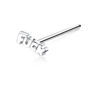 FUCK Scripted Silver Straight Nose Stud NSKA-320